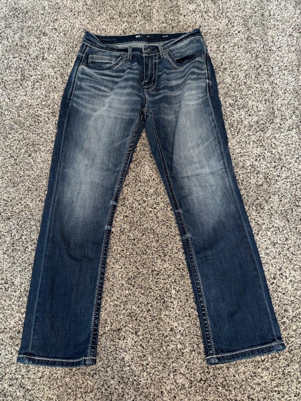 BKE Men's Washed Indigo Straight Jeans